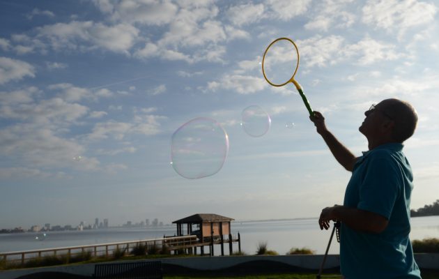 Bubbles of hope, prayers for Pierce