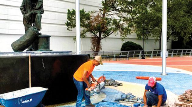 Pavers replaced around Navy Memorial on Southbank