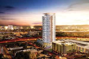 Rendering of a proposed mixed-use tower on the Southbank to be developed by Chase Properties