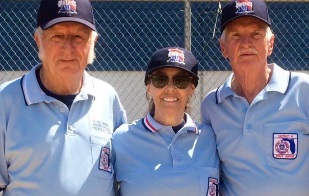 Female umpire leads on the diamond Female umpire leads on the diamond