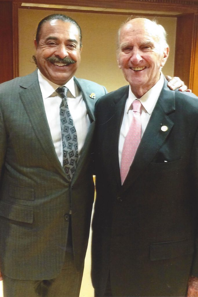  Jaguars owner Shad Khan with Clayton Riley