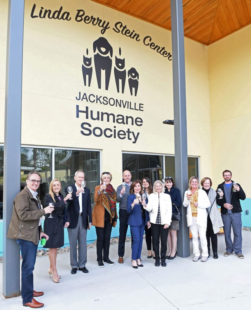 Board members Mike Gehlen, Kristine Cherek, Gary Meeks, Lisé Everly, Sean Lueck and Linda Berry Stein with Development Director Theresa Scordo, Chief Executive Officer Denise Deisler, Nancy Peterman, Chief Operating Officer Nikki Harris, Ann Korczyk and Chief Medical Officer Dr. Stan Hill raised a toast at a special campaign recognition ceremony to honor Linda Stein.