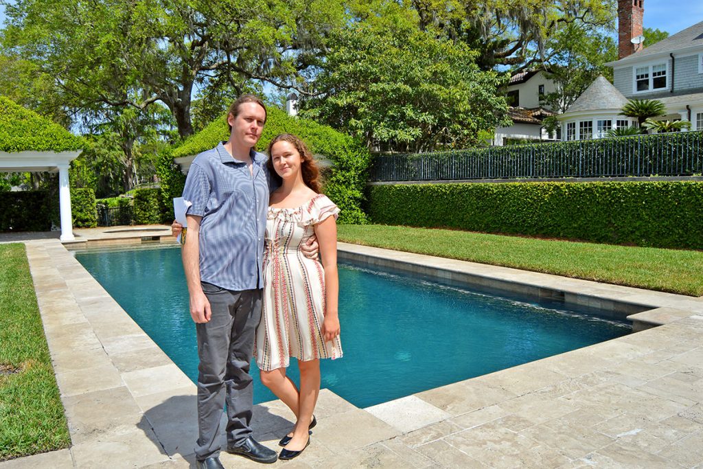 Mark McCombs and Mattie Ledew in the Hardington Garden
