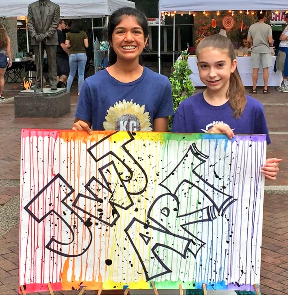 Meera Sindhuvalli, James Weldon Johnson Public Art Club president, and Lily Milu, member