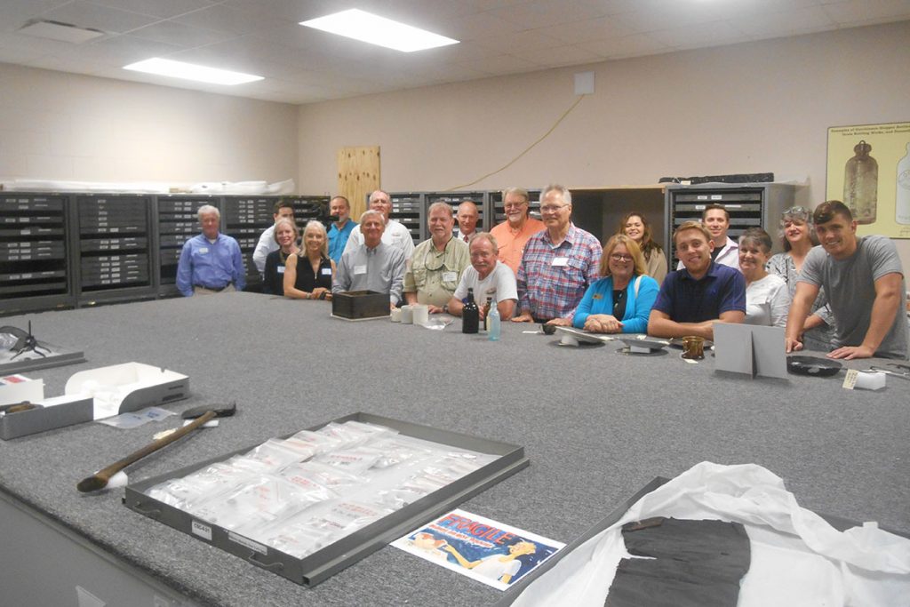 Members of the entourage who went on a field trip to see the Maple Leaf artifacts in protective storage.
