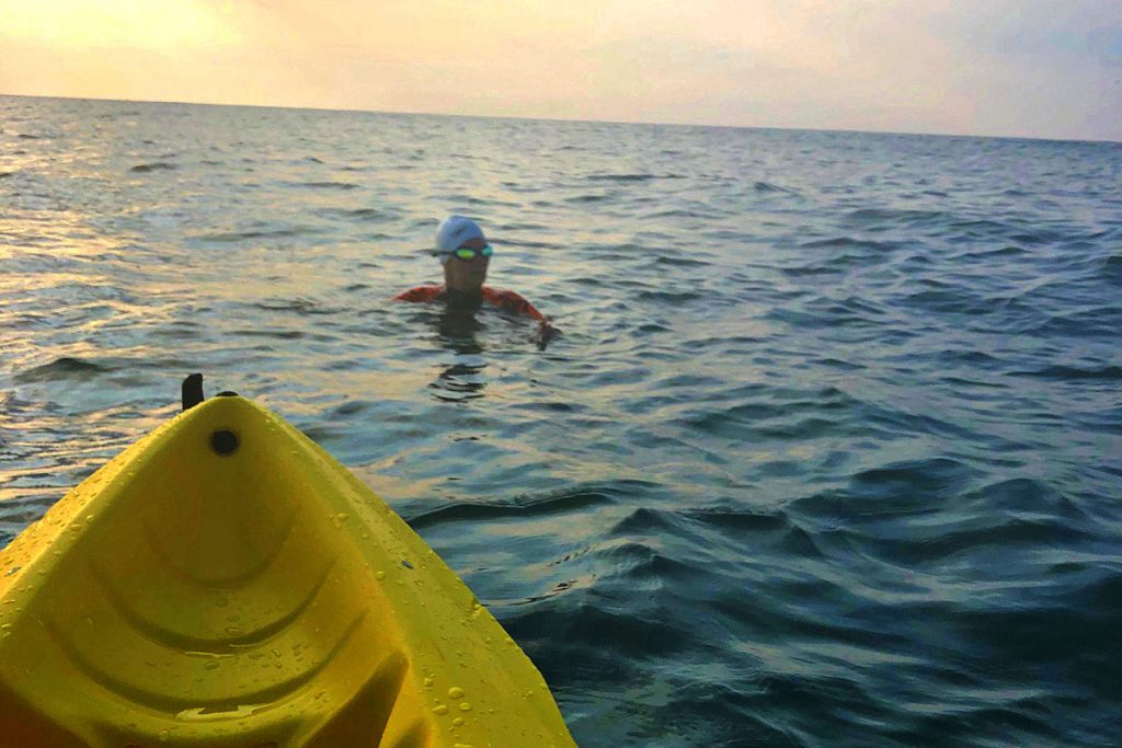 Rachel Shrader practices the swim portion of her triathlon training at Jacksonville Beach.