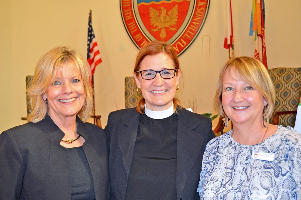 Cindy Cooper with The Very Rev. Kate Moorehead  and Nancy Purcell