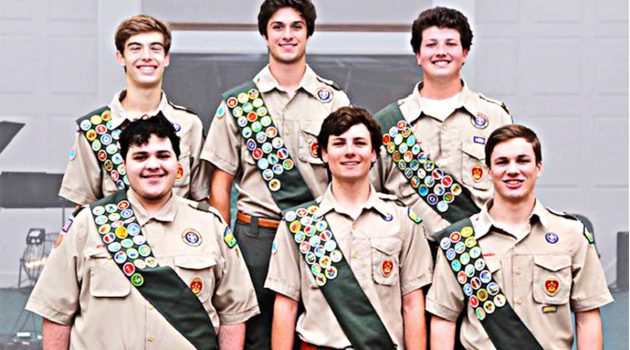 Six Boy Scouts from Troop 2 fly up to Eagle