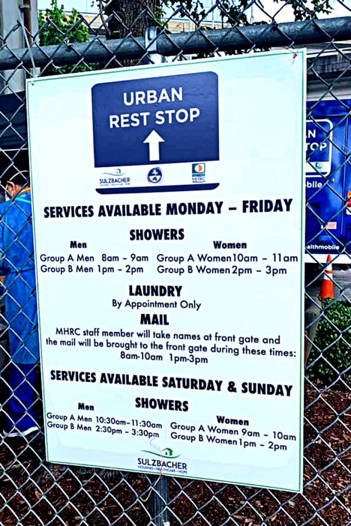 Sign at an Urban Rest Stop for the homeless