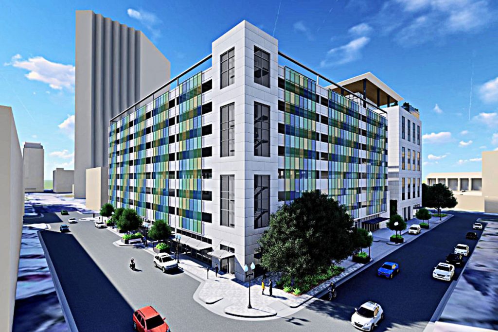 A rendering of the proposed JEA parking garage