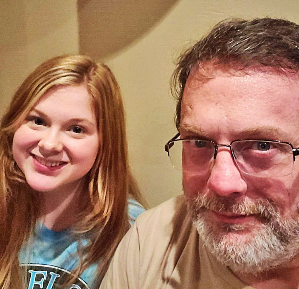 Emily Turner and her father, Gavin, at the Florida Theatre