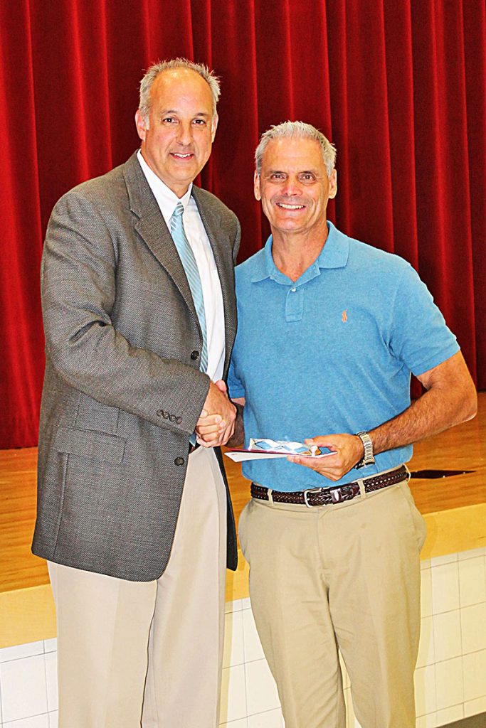 Bishop Kenny Principal Todd Orlando with David D. Williams