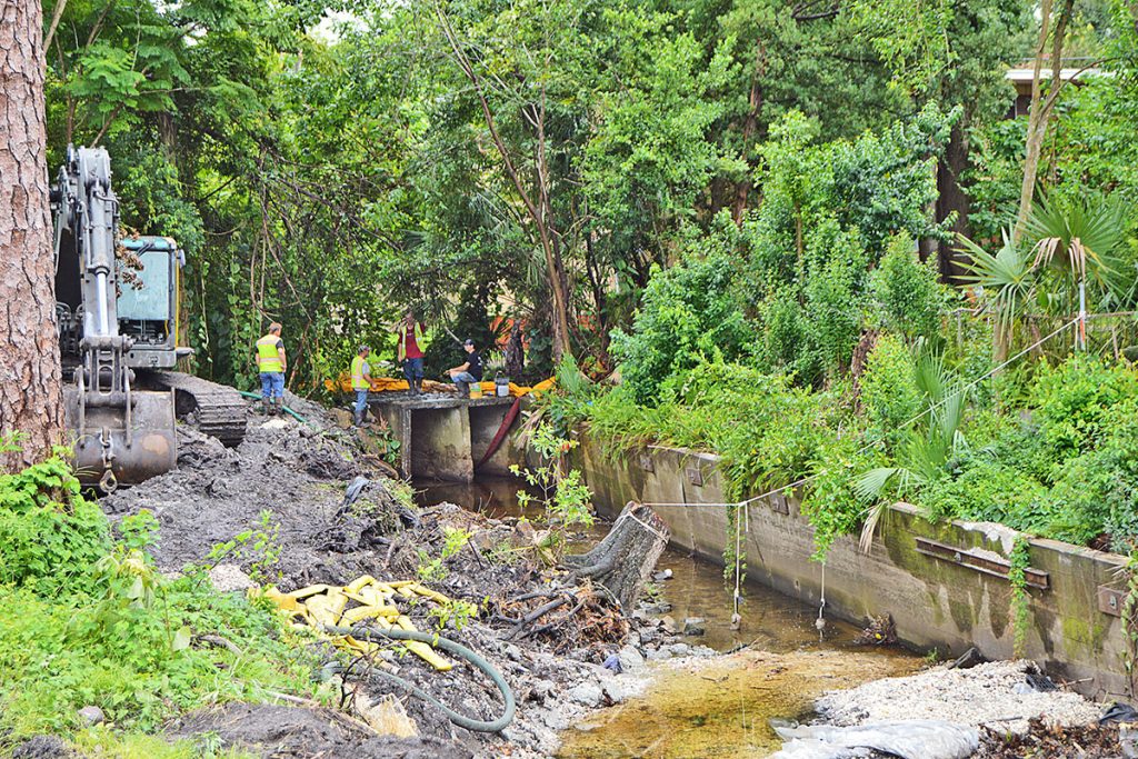 Walls are crumbling along the creek in Willowbranch Park near Olga Place and Willow Branch Avenue.