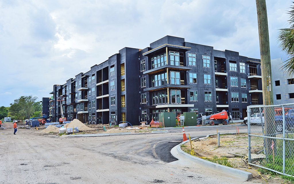 The four-story Barlow complex as seen from Bertha Street in San Marco