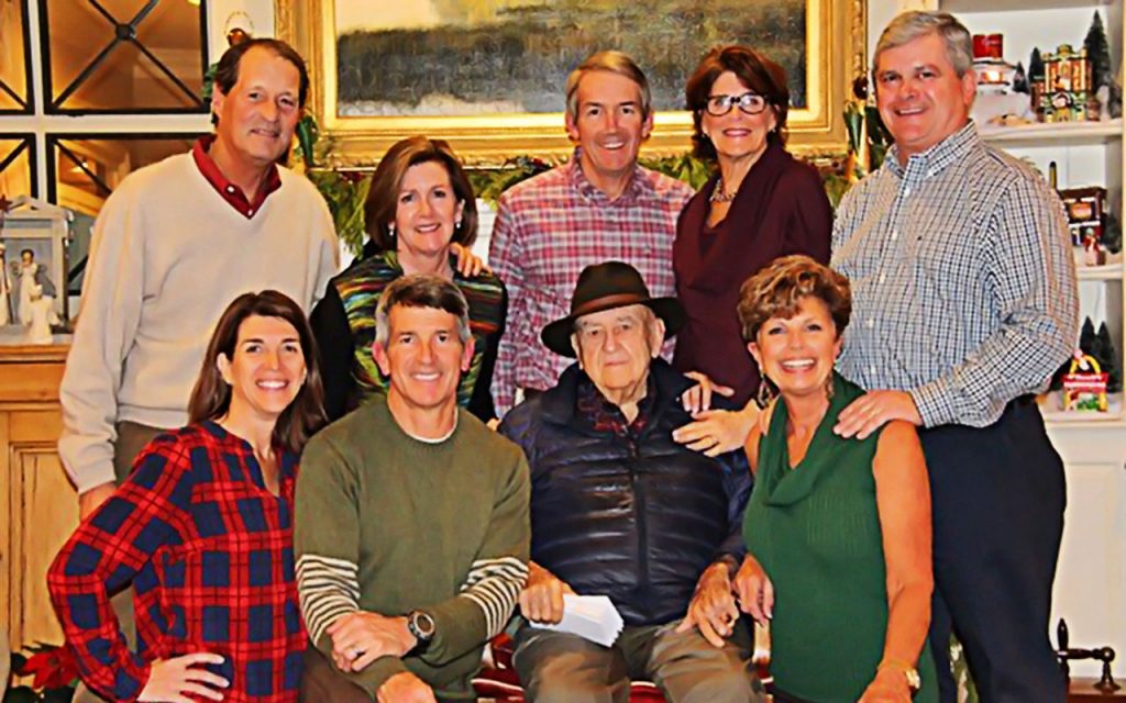 A. Chester Skinner, Jr. and his children: back row: Rusty Newton, Kathy Newton, Chip Skinner, Jenifer Skinner, 
David Skinner. Front row:  Erin Skinner, Chris Skinner, A. Chester Skinner, and Kim Skinner.