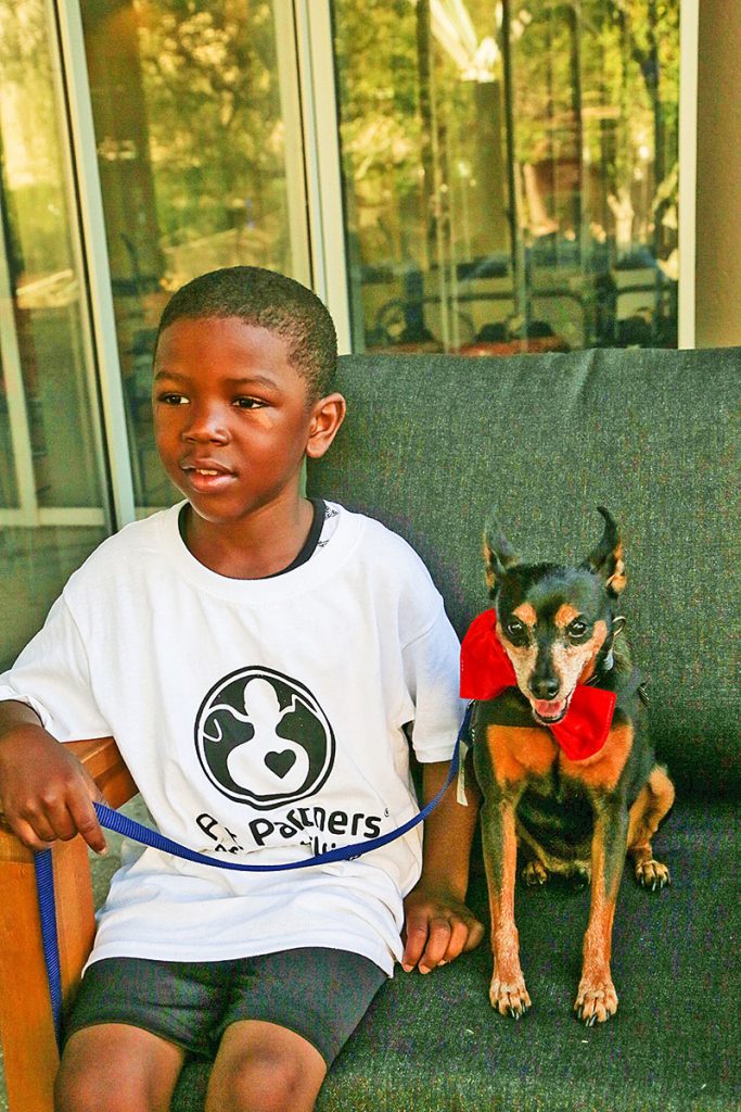 Buddie visits with a friend