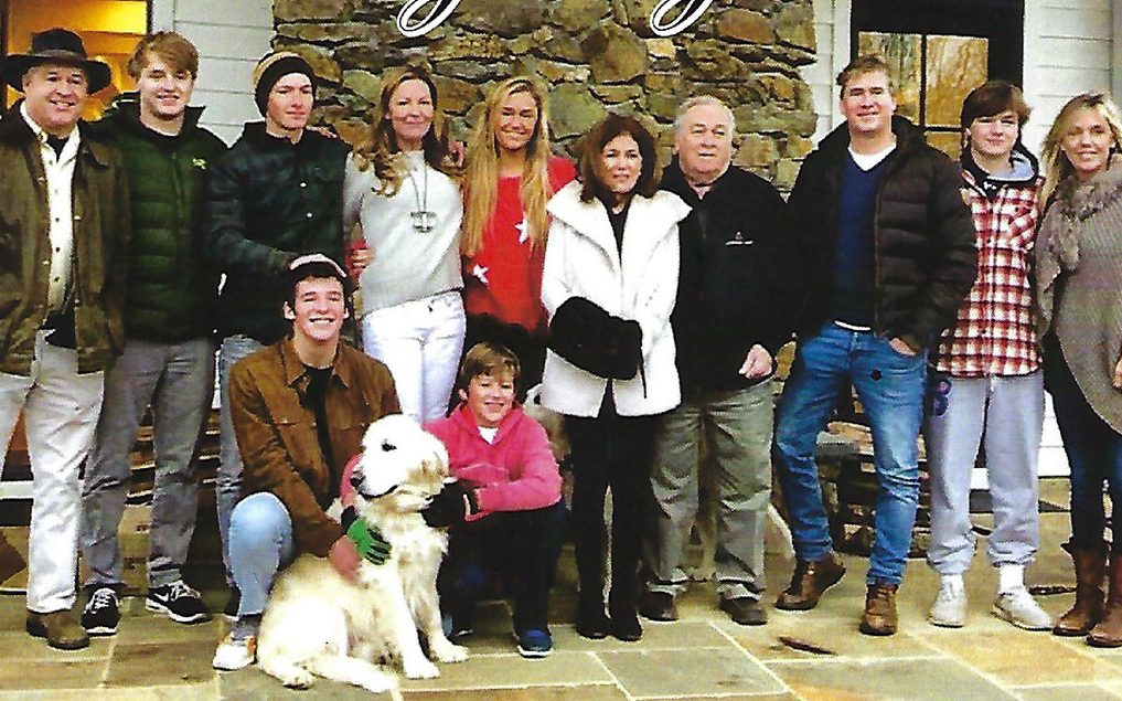 Schmidt Family at John and Kathryn Schmidt’s farm in The Plains, Virginia on Thanksgiving 2018. Back Row: John, Turner, Ragnar, Hildur, Mattie, Mary Dudley, Bill, Bill Jr., Grayson, and Kathryn. Front Row: Magnus, Coal the golden retriever, and Thor.