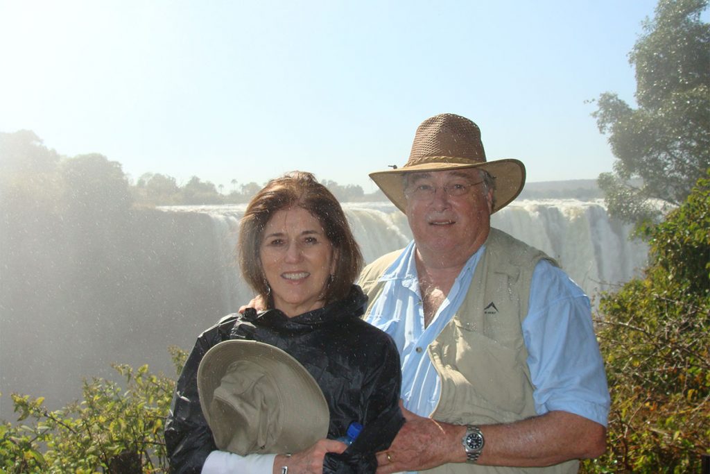 Mary Dudley and Bill Schmidt at Victoria Falls, South Africa