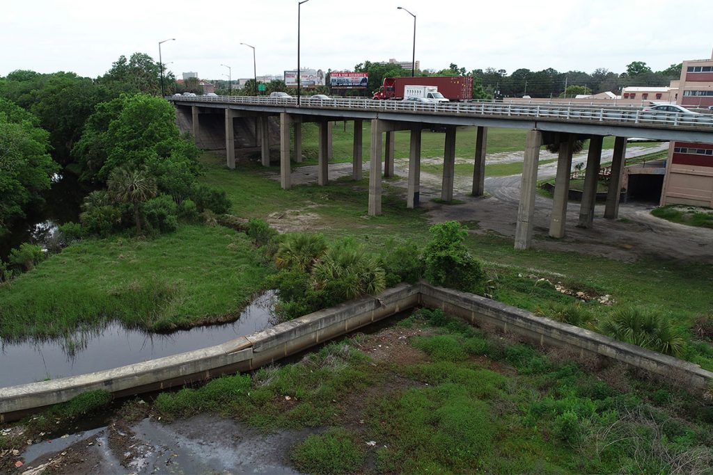 Hogans Creek where it nears the Mathews Bridge.