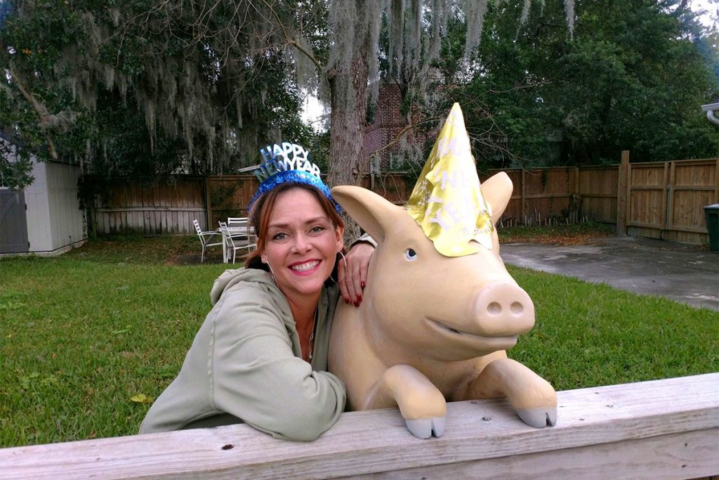 Former Miss America Leanza Cornett posed with Winston on New Year’s Eve
