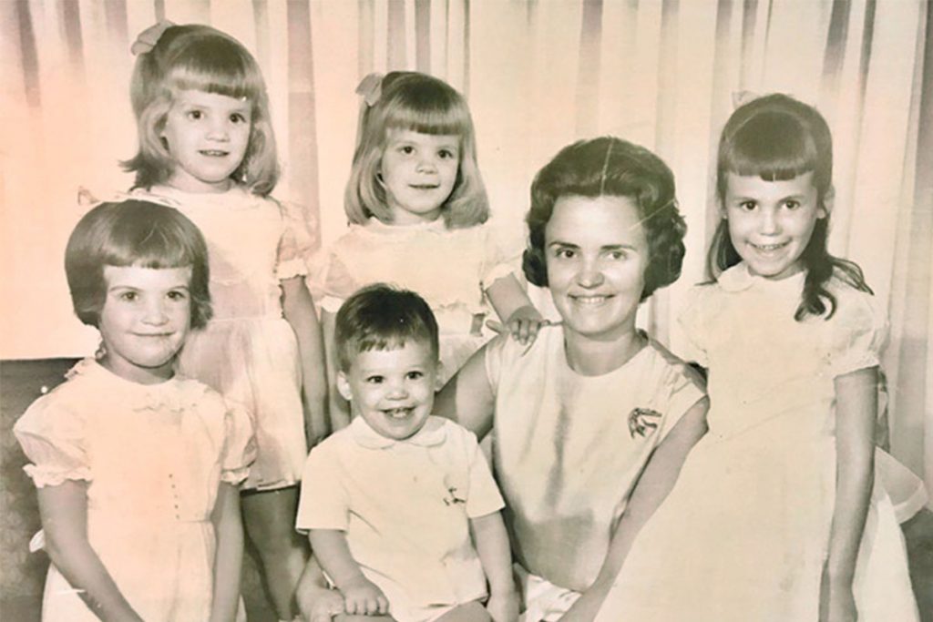 Hazel with her 5 children, 1963 (FRONT ROW) (left to right) Patten M. Moore, WTS Montgomery III (Cliff), Hazel Montgomery, Ginny M. Vorsanger