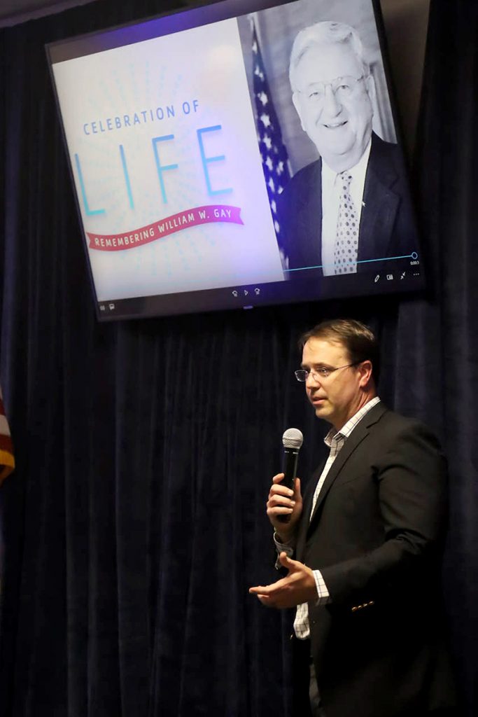 Paul Jones shares stories during the Celebration of Life event in honor of his grandfather, W.W. ‘Bill’ Gay.