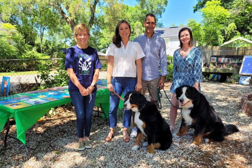 Nikki Simpson, Jennifer Ketchum, Ben Ketchum and Carla Rodriguezm with Their dogs Kiki and Winston Ketchum