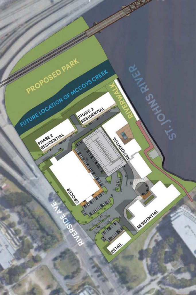 Rendering of Fuqua’s One Riverside Avenue development