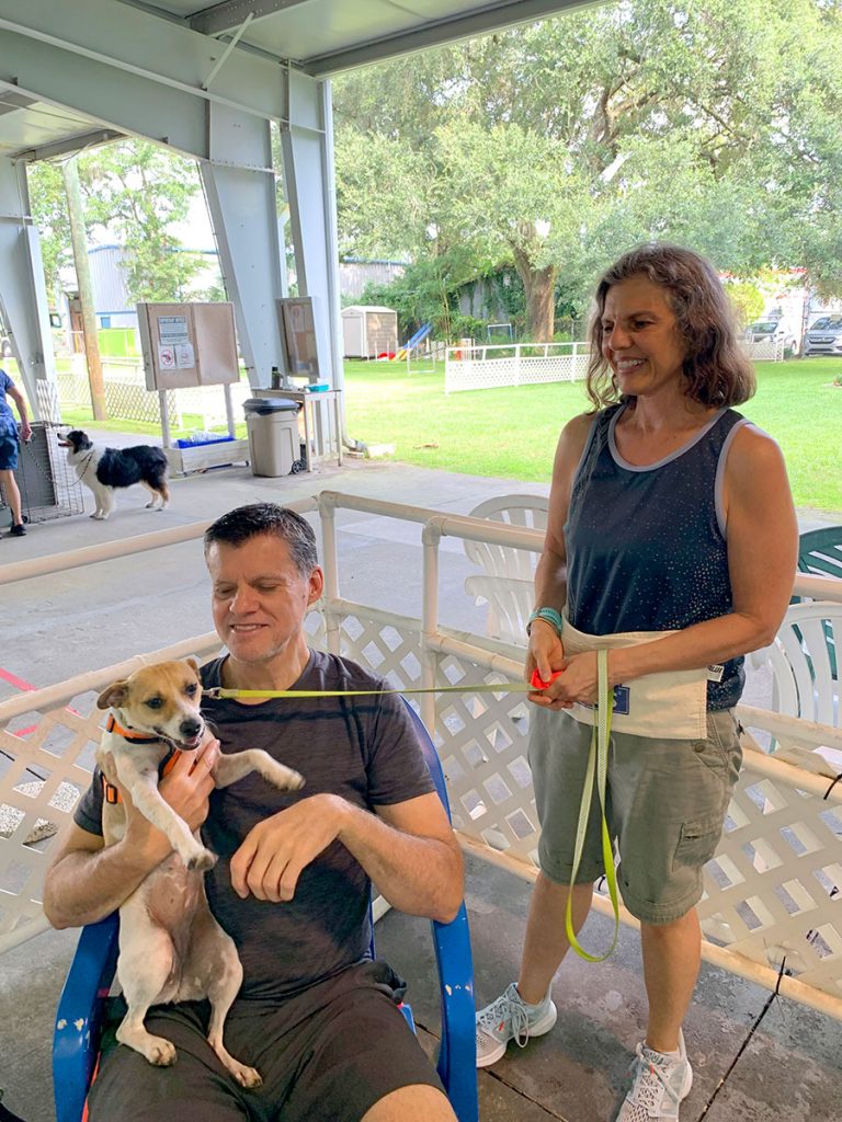 Terry and Laurie Smith with rescue Terrier mix Lola.