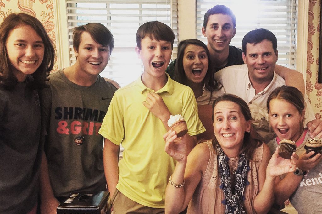 Susanna Barton birthday dinner with the Riggs crew  Back row: Ellie Riggs, Turner Riggs, Will Riggs, Marley Barton, Ben Barton, David Barton Front row: Susanna Barton, Maggie Riggs