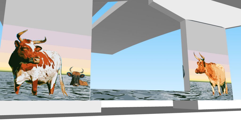 Artist rendering of cow mural