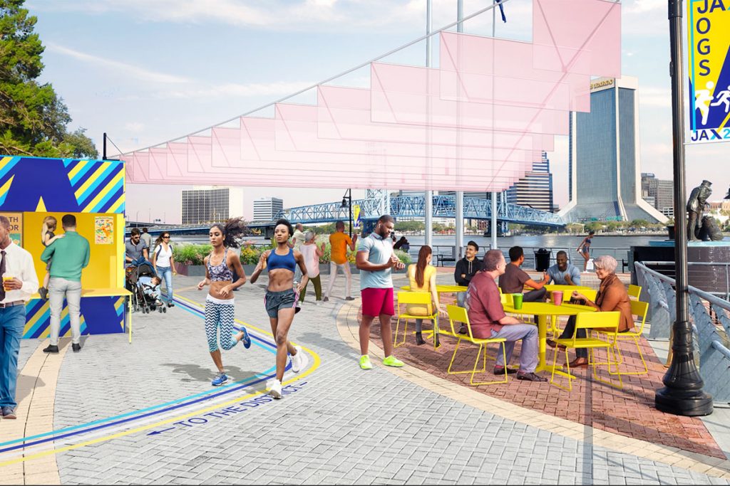 Rendering on potential public activity on Southbank.