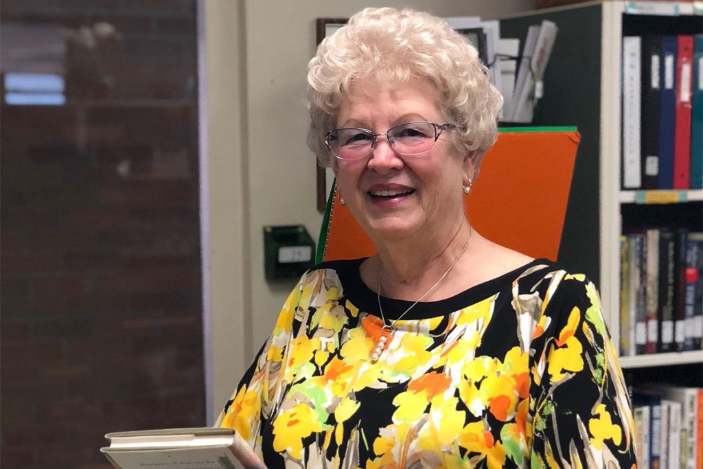 Julie Babcock, volunteer librarian at Hendricks Avenue Baptist Church, circa 2018