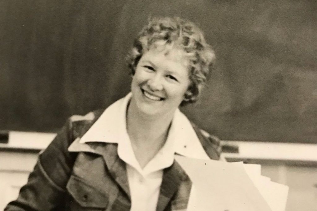 Julie Babcock in the typing room at Bolles in the ’70s
