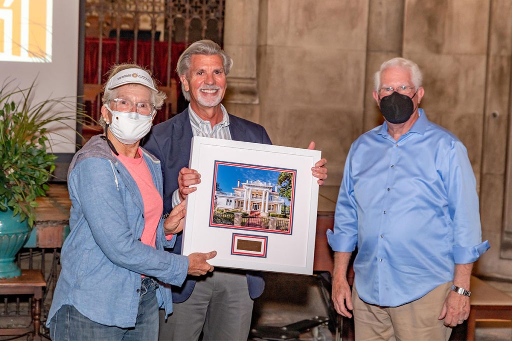 Board Chair Brooks Andrews with award winner, Iris Eisenberg, Dr. Wayne Wood. (photo courtesy of Mark Krancer)
