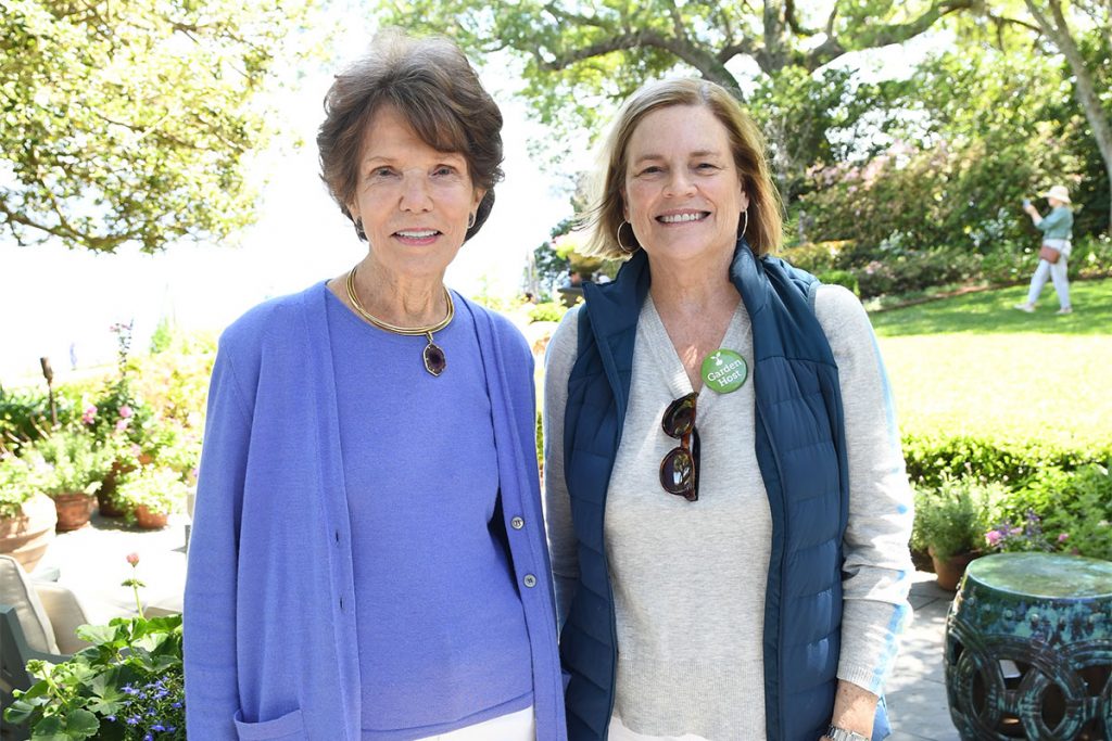 Hostess Ann Hicks with fellow Late Bloomer Garden Club member and nearby neighbor, Debbie Early