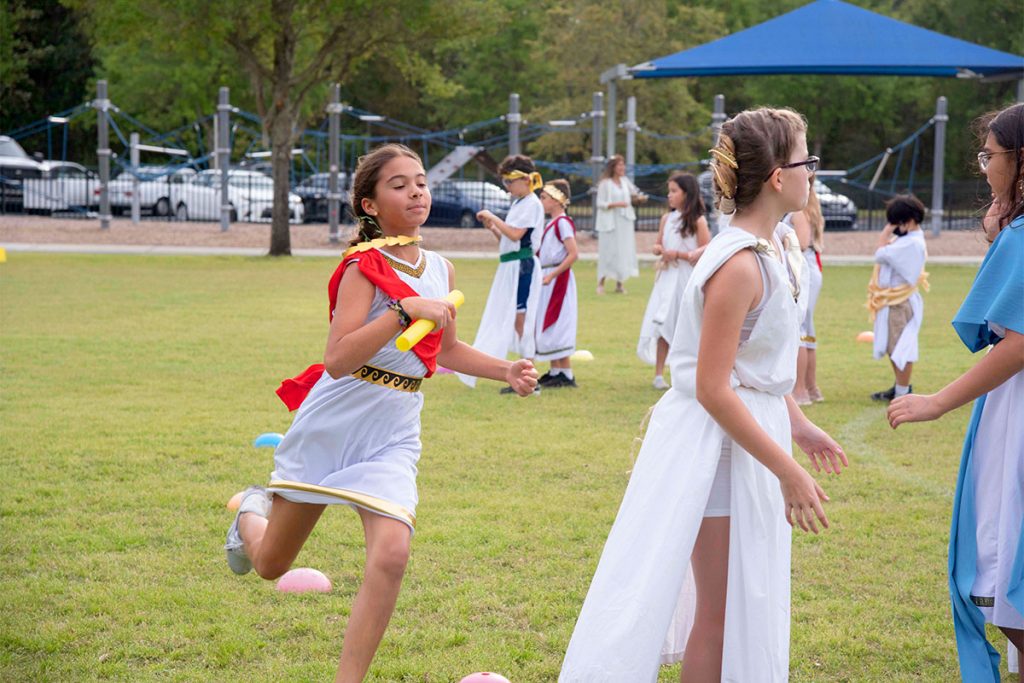Nina Pradhan participates in the school’s Greek Olympics.