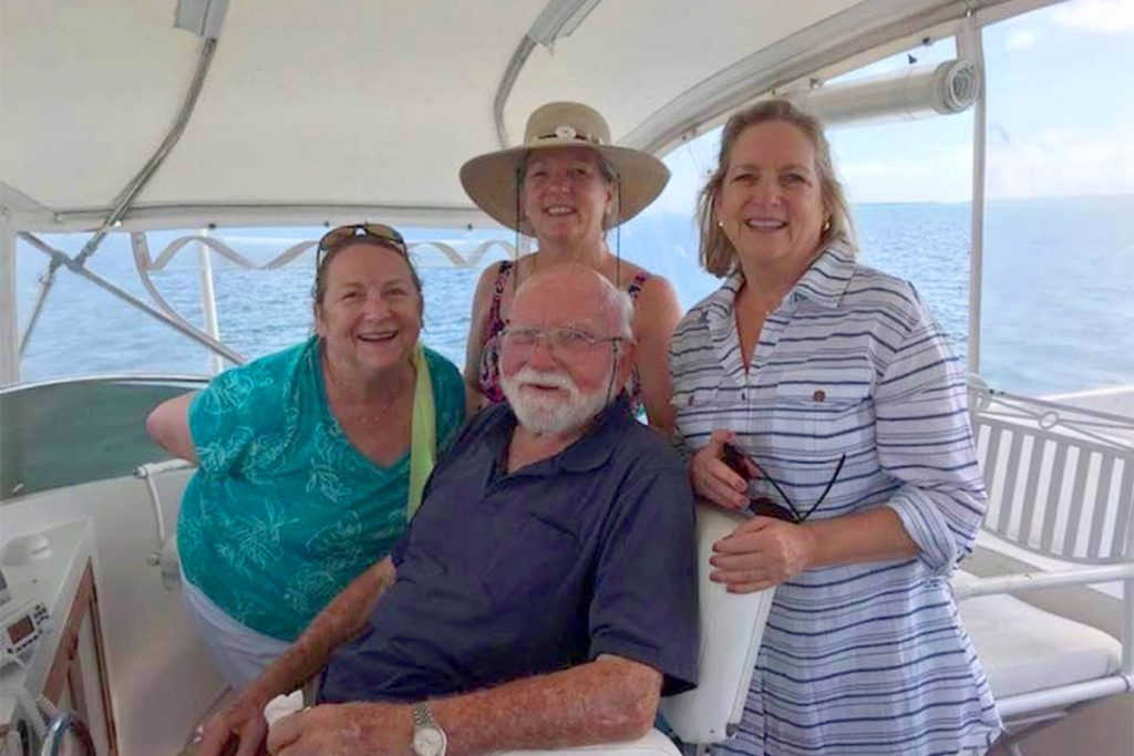 Stewart Ira and the girls on the boat