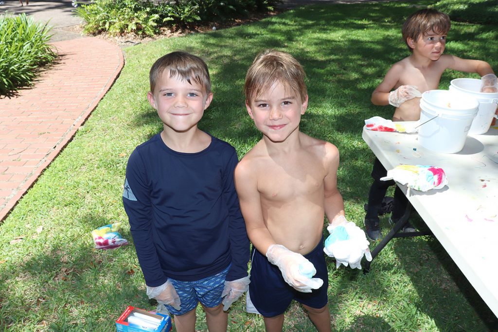 Avery Register and Roland Mellott enjoy tie-dye day.