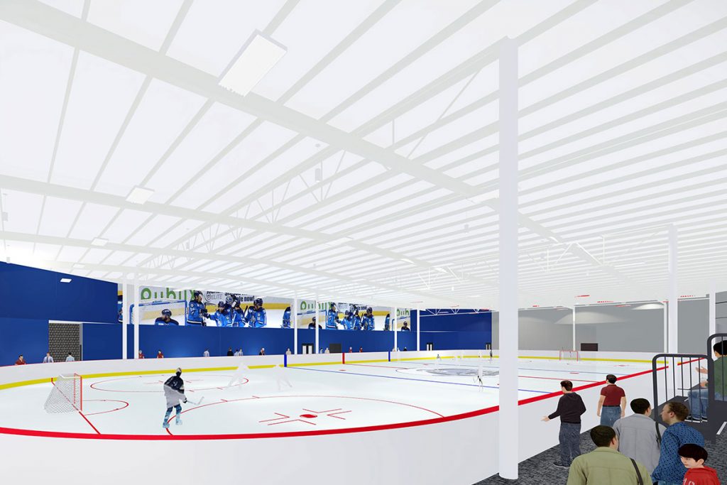 The Community First Igloo will include two ice rinks. The second ice rink was built first so that people could continue to skate at the facility during renovations.