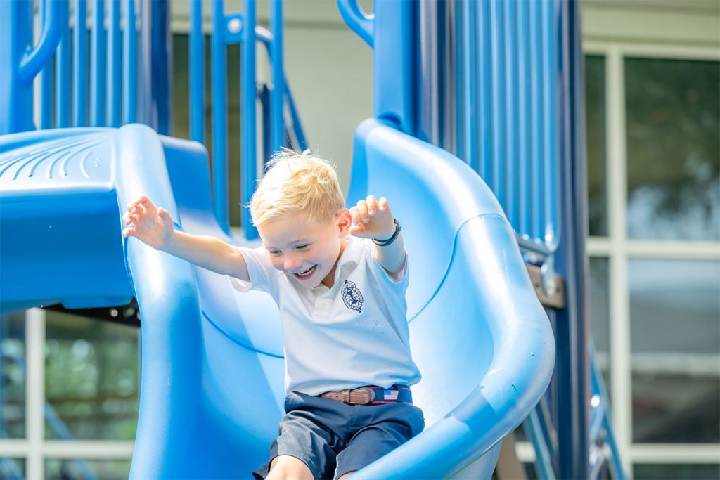Kirkwood Weber takes a turn down the slide