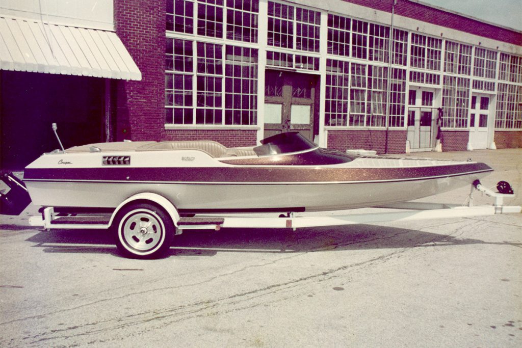 An exterior shot of the old Ford Motor Plant during the 1970s, when Borum’s father and grandfather — Don and Otis Borum, respectively — manufactured boats at the former automobile plant.