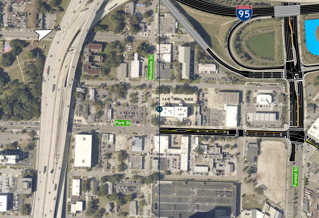 map image showing Park Street and Forest St proposed updates