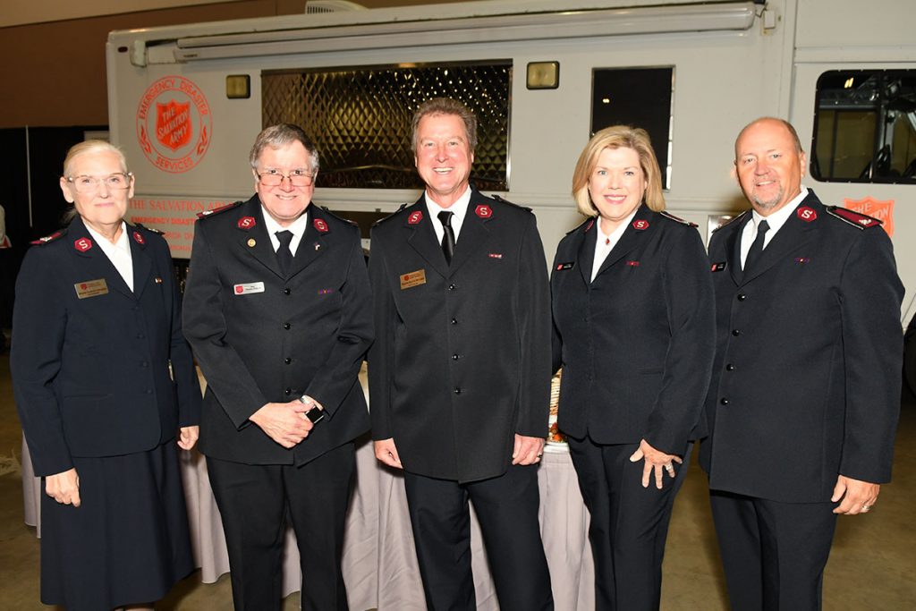 Major Candice Biggers, area commander Jacksonville with Major Timothy Roberts, St. Johns County, Major Keath Biggers, area commander Jacksonville, Lieutenant Colonel Melody