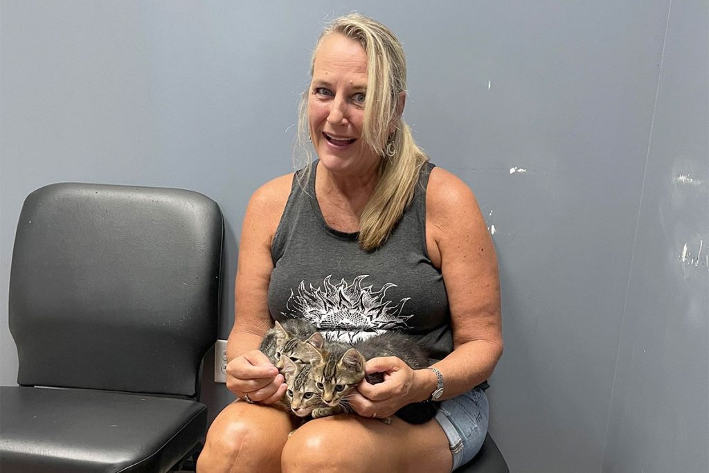Connie with kittens at the vet