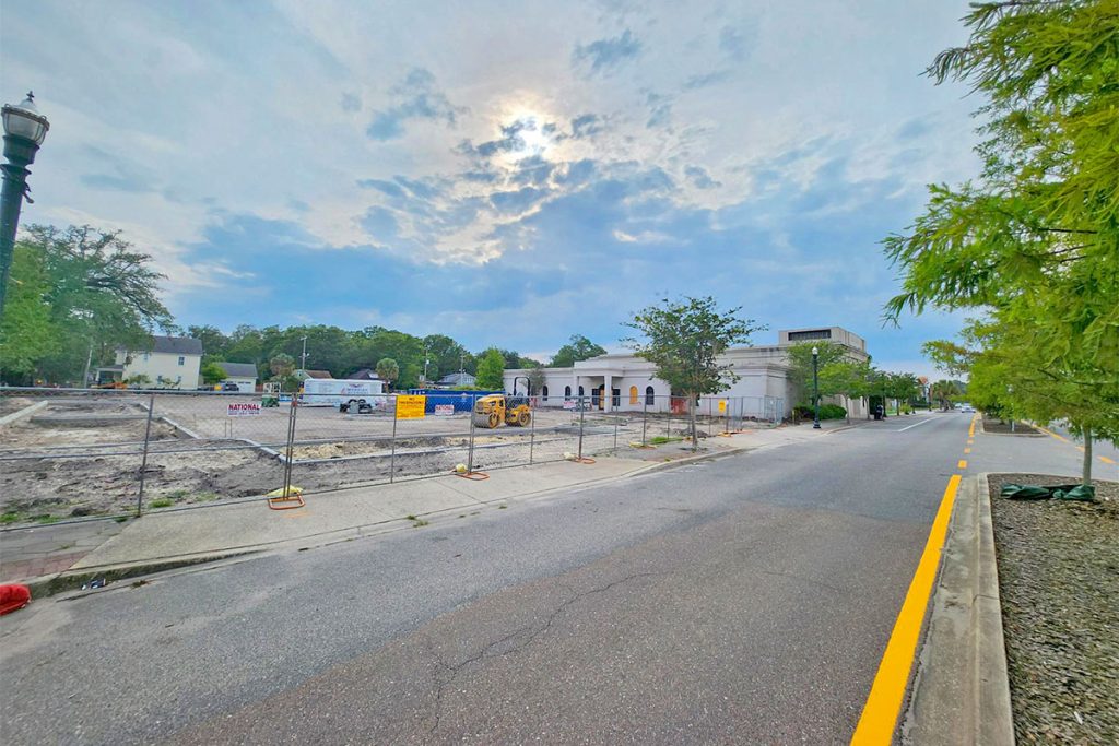 Construction is underway on a reconfigured parking lot for a medical office building on King Street.