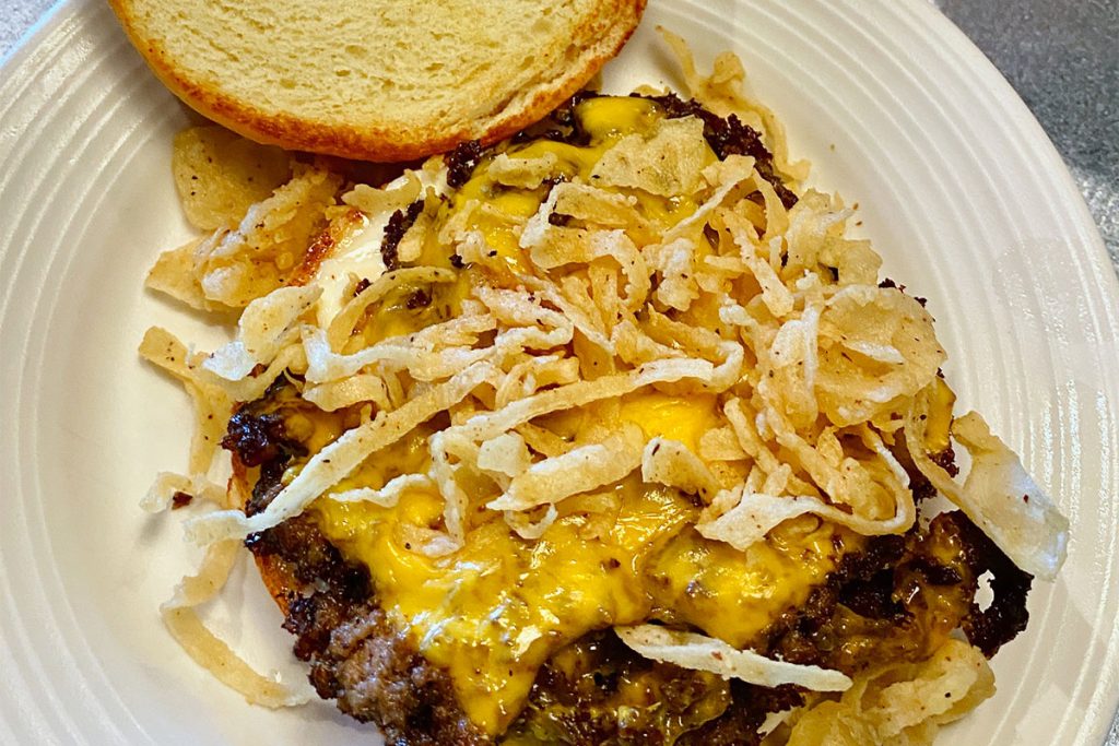 The classic Onion Burger at Society Restaurant in Tulsa, Oklahoma.