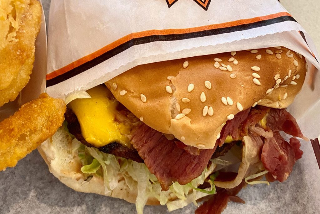 The Crown Burger from Salt Lake City, Utah, boasts a cheeseburger with pastrami and a special sauce for french fries.