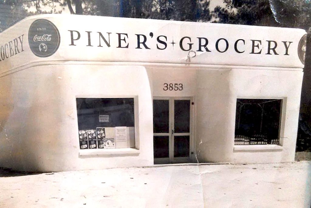 A photo of the original Piner's Grocery store, dating back to the 1940s.
