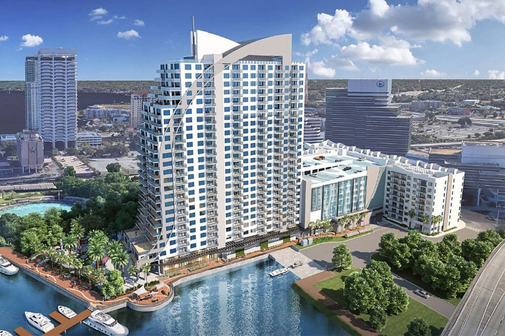 Southeast-view rendering of the RD River City Brewery development.